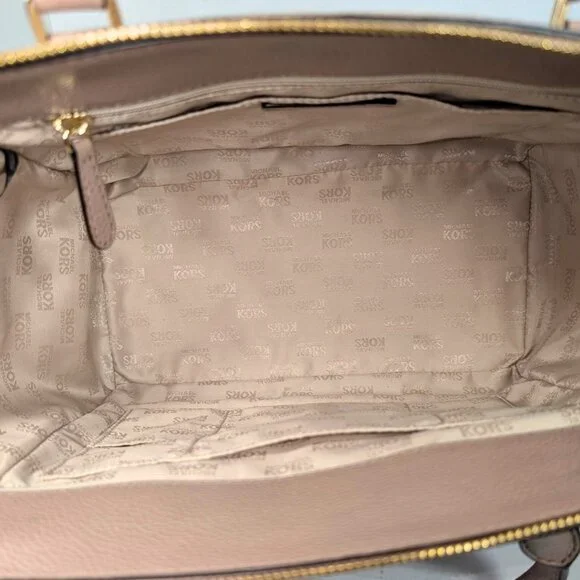 Michael Kors Vanna Pebbled Leather 2-Way Dusty Pink Satchel - Picture 7 of 9